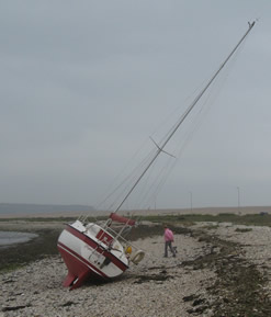 Yacht ashore